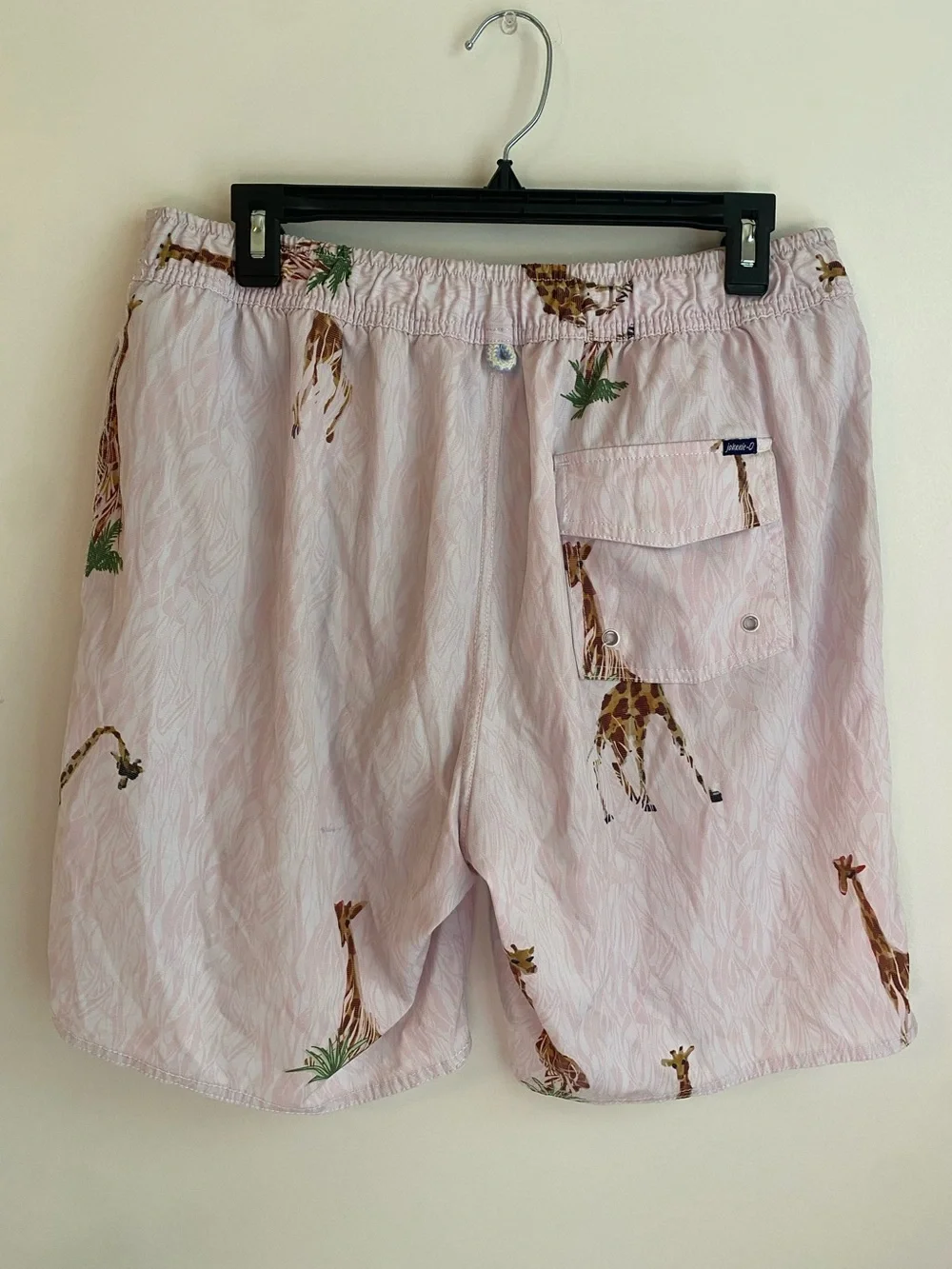 Men’s Johnnie-O Light Pink Giraffe Print Swim Trunks